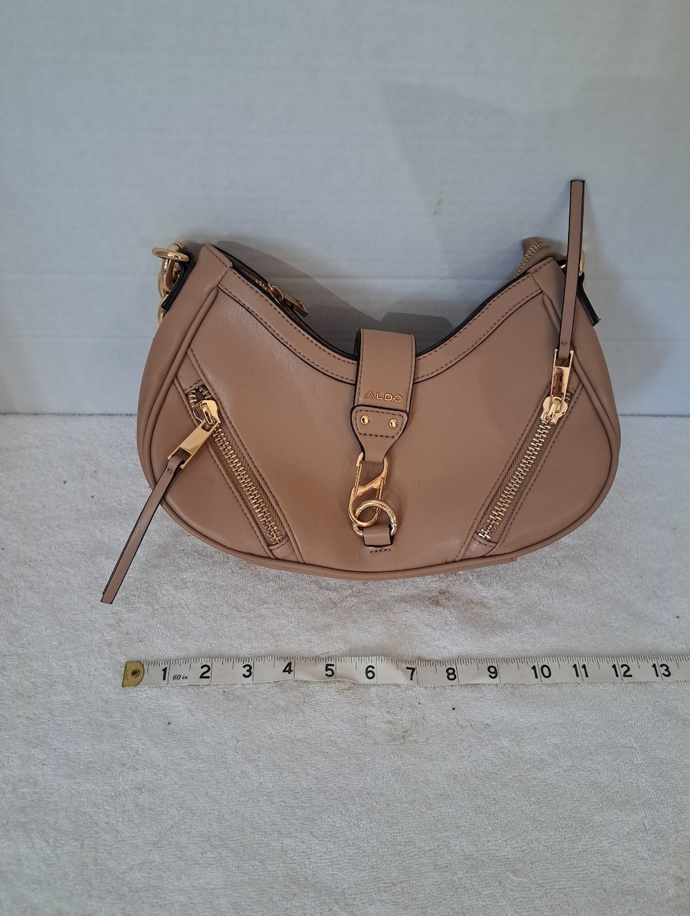 ALDO Taupe Shoulder Hobo with Gold Hardware Accents